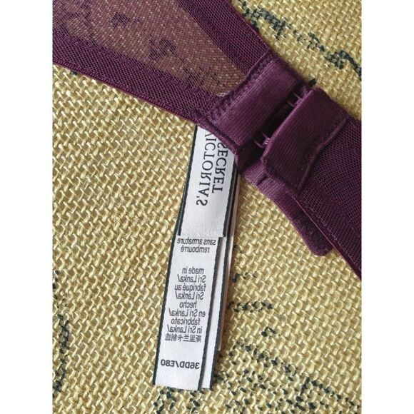 Victoria's Secret 36DD Burgundy Padded Lace Wireless Bra Convertible Adjustable - Picture 4 of 5